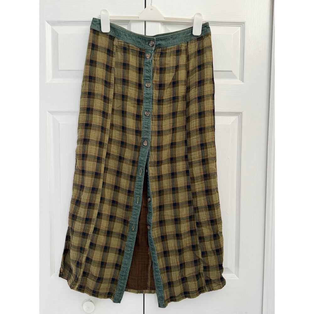 Free People Plaid Mixed Midi Skirt Small Medium - Picture 3 of 5